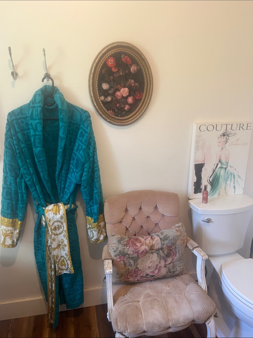 Versace Turquoise Textured Terry Robe